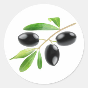 Sticker Rond Branche avec olives noires