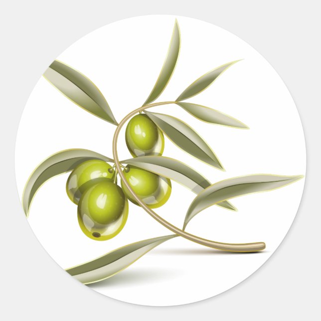 Sticker Rond Branche des olives vertes (Devant)