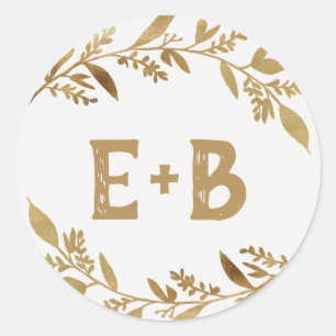 Sticker Rond Branches courbes   Phoques d'enveloppe Mariage or