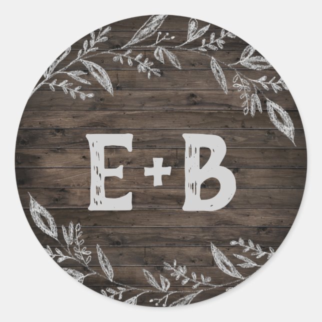 Sticker Rond Branches courbes | Sceau Mariage en bois (Devant)