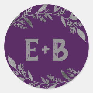 Sticker Rond Branches courbes   Sceaux d'enveloppe Mariage en a