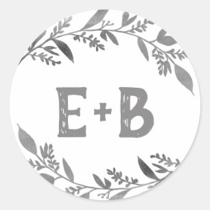 Sticker Rond Branches courbes   Sceaux d'enveloppe Mariage en a