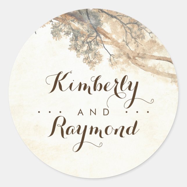 Sticker Rond Branches d'arbre Mariage rustique (Devant)