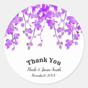 Sticker Rond Branches de fleurs d'orchidée violette de printemp