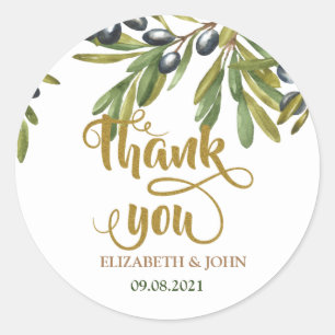 Sticker Rond Branches d'olive aquarelle