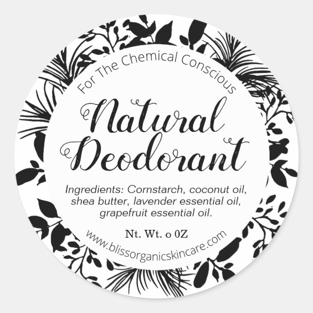 Sticker Rond Branches noires sur déodorant blanc (Devant)