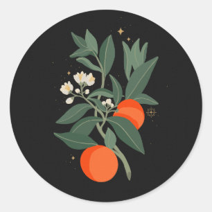 Sticker Rond Branches orange magiques