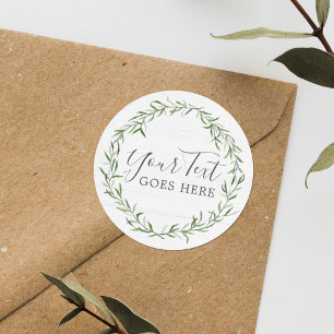 Sticker Rond Branches rustiques en bois et feuilles botaniques 