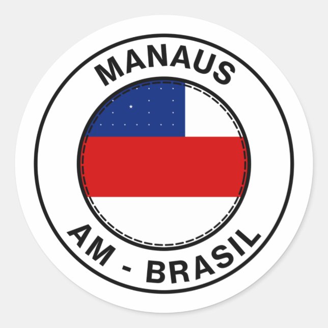 Sticker Rond Brasil Manaus Amazonas AM Bandeira Stamp (Devant)