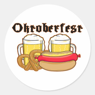Sticker Rond Bratwurst et bière d'Oktoberfest