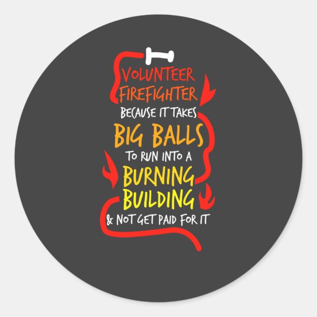 Sticker Rond Brave volontaire pompier (Devant)