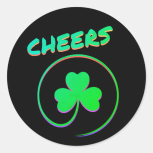 Sticker Rond Bravo Irlande Shamrock de Clover Irlandais St Patr