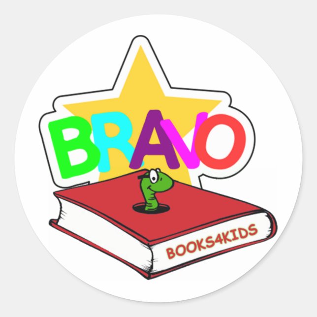 Sticker Rond Bravo Star pour Bookworms (Devant)