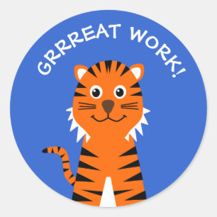 Sticker Rond Bravo tigres enseignants bleu