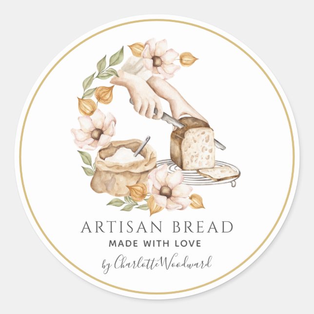 Sticker Rond Bread Baker Made With Love  (Devant)