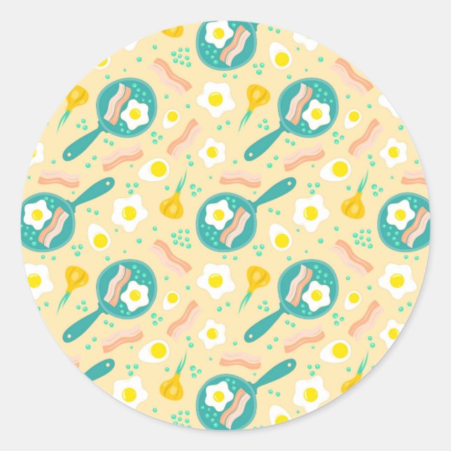 Sticker Rond Breakfast Pattern (Devant)