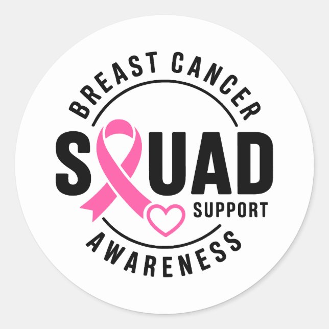 Sticker Rond Breast Cancer Awareness Squad Support (Devant)