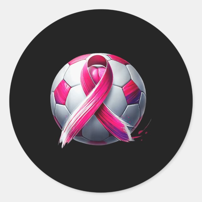 Sticker Rond Breast Cancer Soccer Ball Nk Ribbon Kick For A  (Devant)