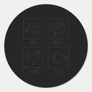 Sticker Rond Brebis de mer Tea drôle de blague disant citation