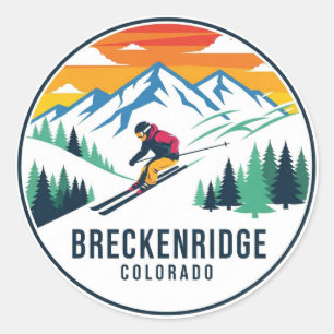Sticker Rond Breckenridge Colorado Skiing Skier Travel