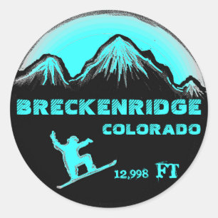 Sticker Rond Breckenridge Colorado turquoise snowboard art stic