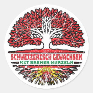 Sticker Rond Bremen Bremer Schweizer Schweiz Baum Wurzel Flagge