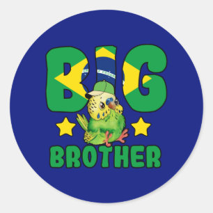 Sticker Rond Brésil Big Brother - Oiseau avec drapeau du Brésil