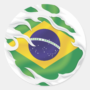 Sticker Rond Brésil déchiré le drapeau