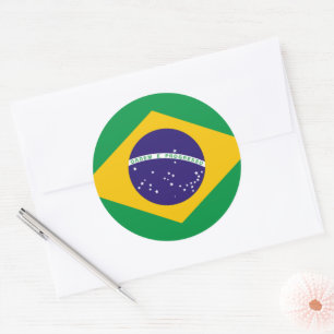 Sticker Rond Brésil : drapeau du Brésil