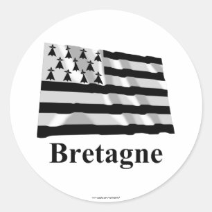 Sticker Rond Bretagne Drapeau avec nom en français
