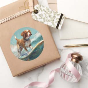 Sticker Rond Bretagne Spaniel Beach Surf Peinture
