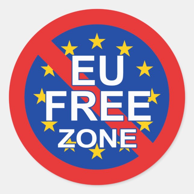 Sticker Rond Brexit - Les partisans du Leave, EU Free Zone (Devant)