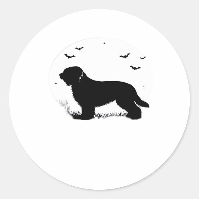 Sticker Rond Briard Chien - Halloween Lune Silhouette surdimens (Devant)
