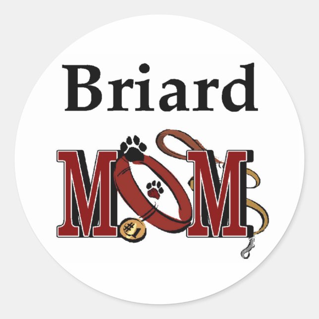 Sticker Rond Briard Dog MOM (Devant)