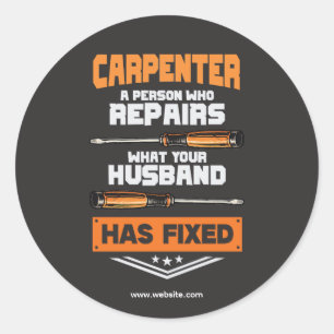 Sticker Rond Bricoleur de construction Charpentier   Modèle Rus