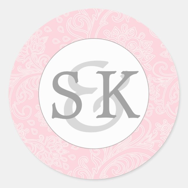 Sticker Rond Bride Groom initiales enveloppe monogramme sceau r (Devant)