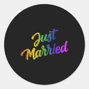 Sticker Rond Bride Groom Lgbtq Bachelor Mariage Tee - Hommes