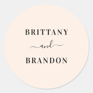 Sticker Rond Bride & Groom Mariage moderne Blush Favoriser le s