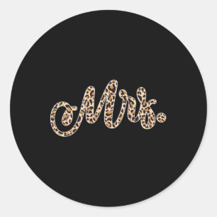 Sticker Rond Bride Groom Mme l'Empreinte de léopard Mariage Mat