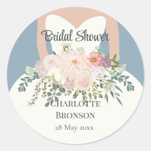 Sticker Rond Bride Silhouette Fête des mariées florale
