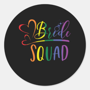 Sticker Rond Bride Squad LGBT Mariage Bachelorette Lesbian