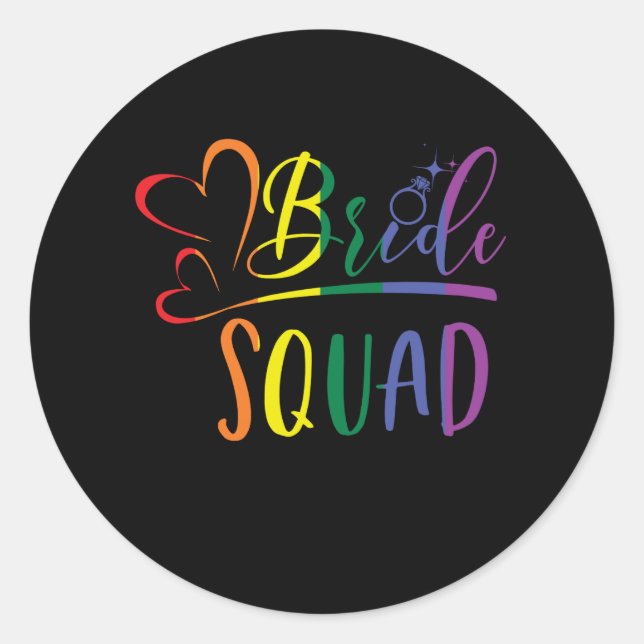 Sticker Rond Bride Squad LGBT Mariage Bachelorette Lesbian (Devant)