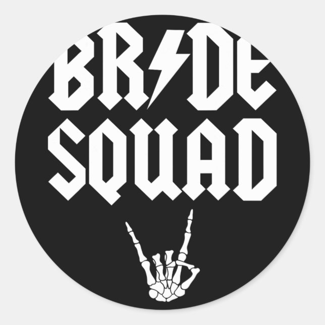 Sticker Rond Bride Squad Rock N Roll Gothique Halloween Bachelo (Devant)