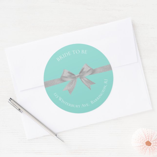Sticker Rond BRIDE Touch Of Silver Mariage Suite Adresse de ret (Enveloppe)