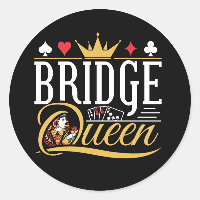 Sticker Rond Bridge Queen Card Game Women (Devant)