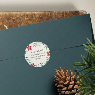 Sticker Rond Bright Boughs   Adresse de retour de Noël