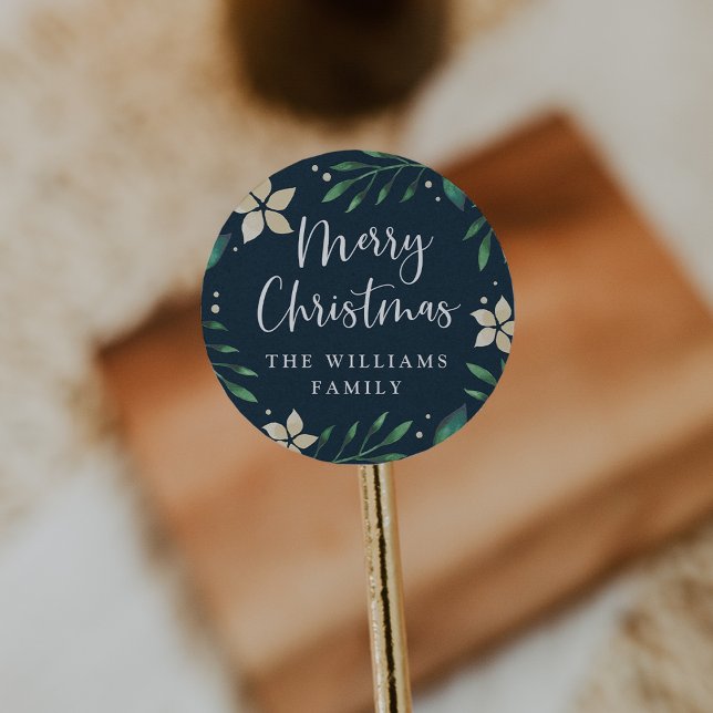 Sticker Rond Bright Boughs | Joyeux Noël personnalisé (Créateur téléchargé)