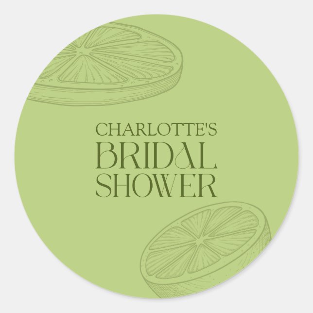 Sticker Rond Bright Minimalist Citrus Bridal Shower (Devant)
