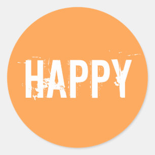 Sticker Rond Bright orange Happy