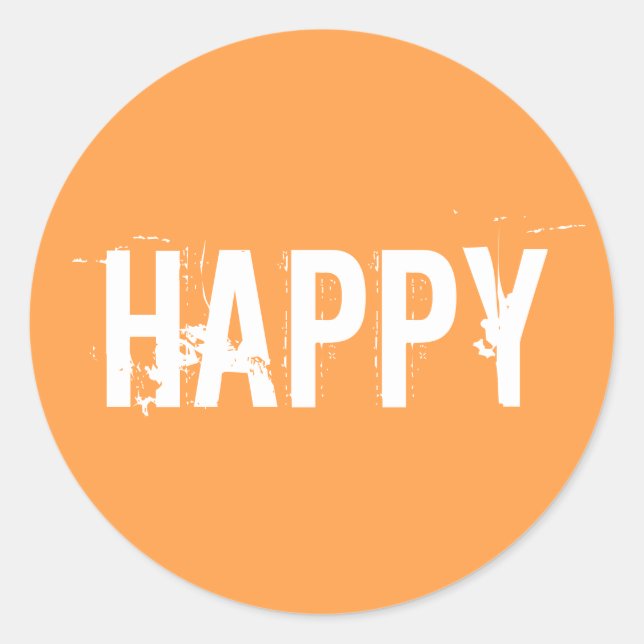 Sticker Rond Bright orange Happy (Devant)